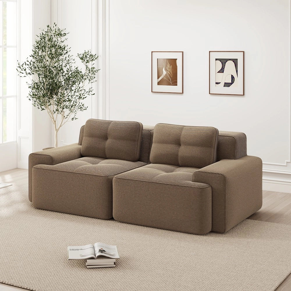 Divano Modulare Boneless ¨C Xylo ¨C Velluto a Coste, Marrone, Loveseat