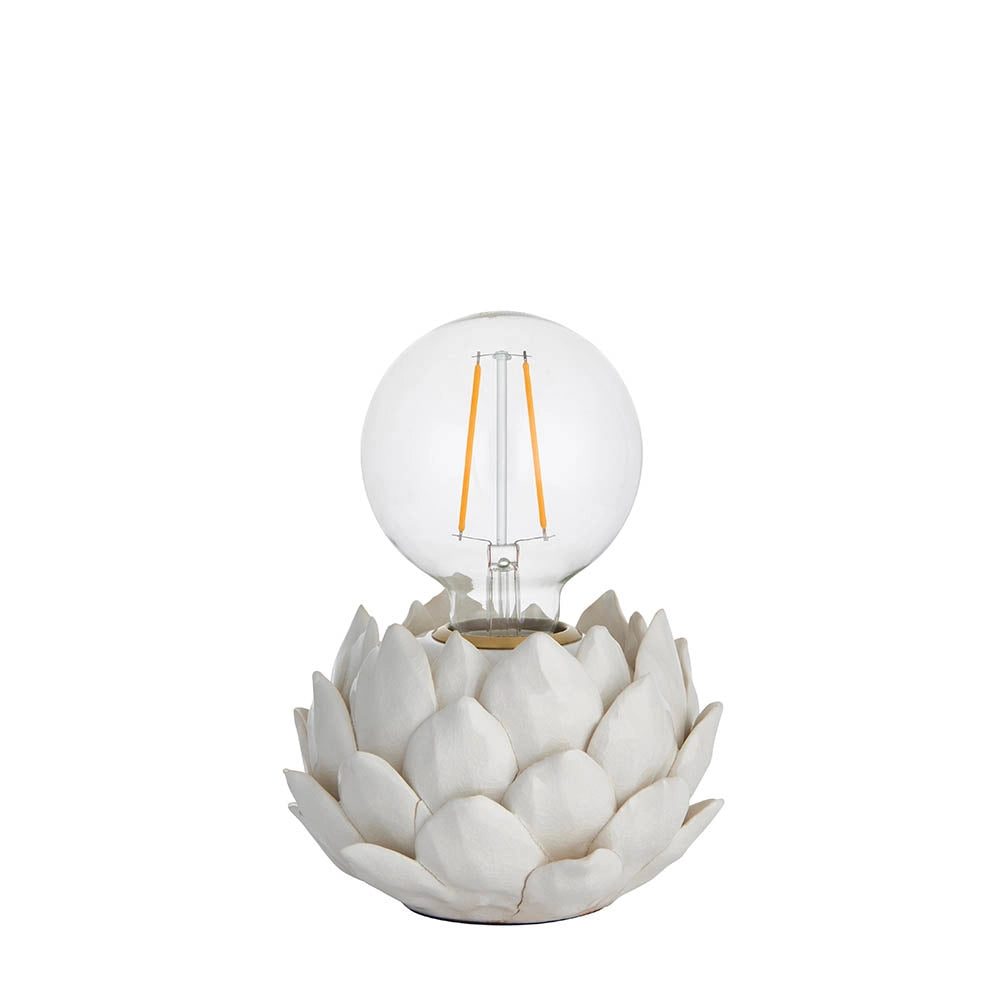 Lampada tavolo Art Déco ceramica bianca Carciofo E27 Endon