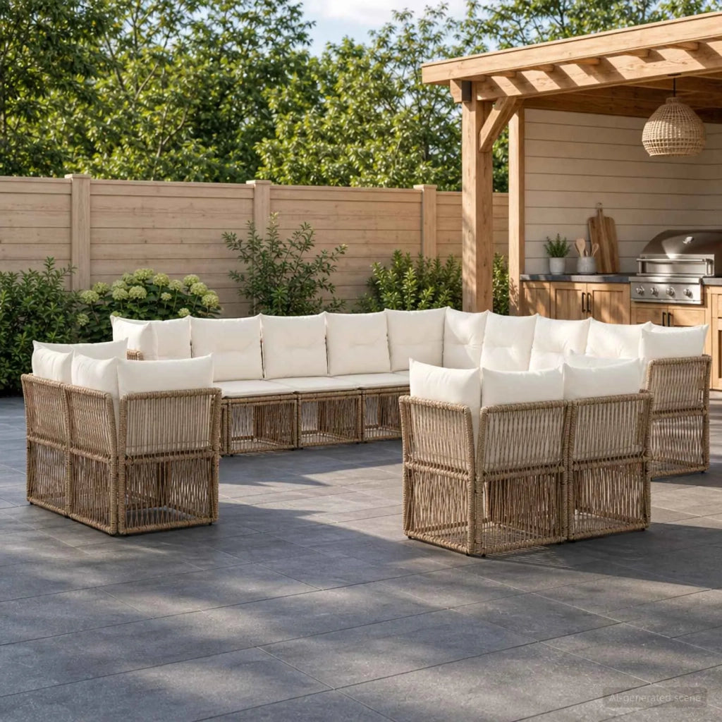 Set Divano da Giardino 13 pz Beige polyrattan 3434436