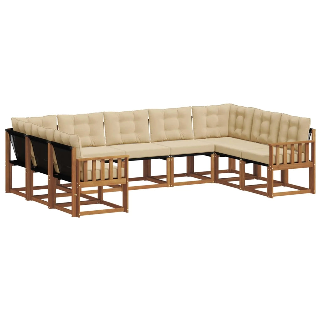 Set di divani da esterno con cuscino 9 pcs Naturale e Beige 3369048