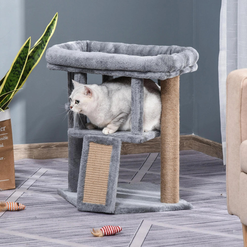 Albero per Gatti con Piattaforma e Palla ¨C zephmum ¨C Grigio Chiaro 57 cm