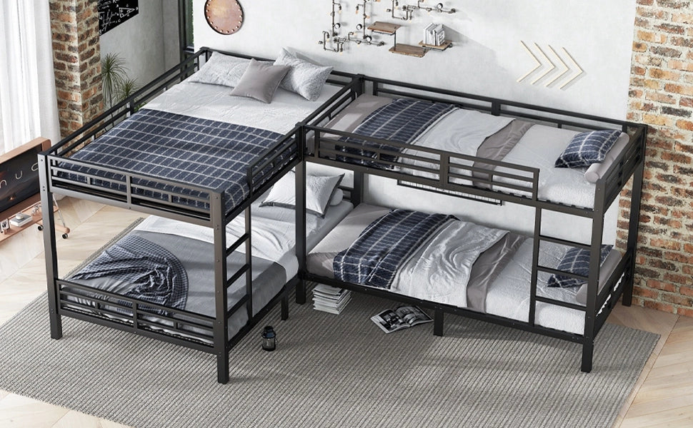 Letto a castello 90x200 e 140x200 - Xylo - Nero, metallo