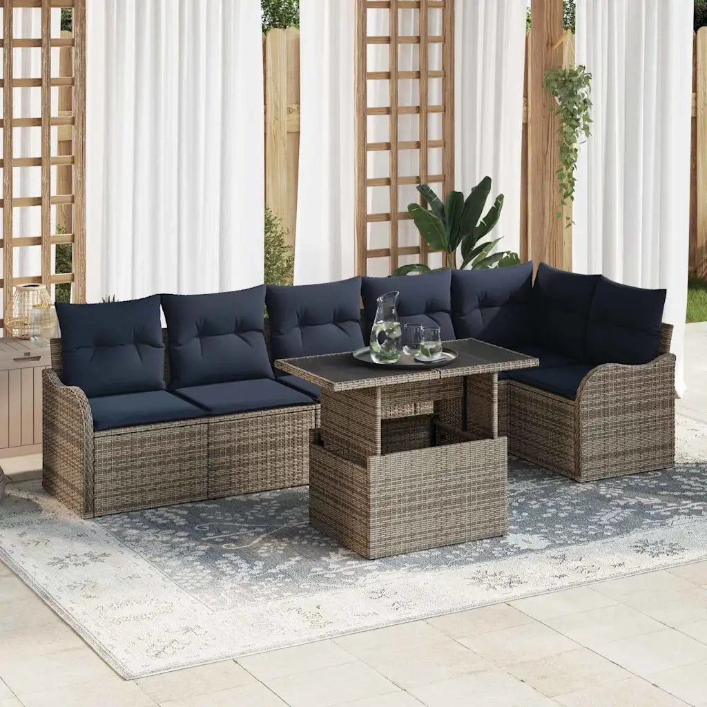 Set Divano da Giardino 7 pz Grigio polyrattan 3348481