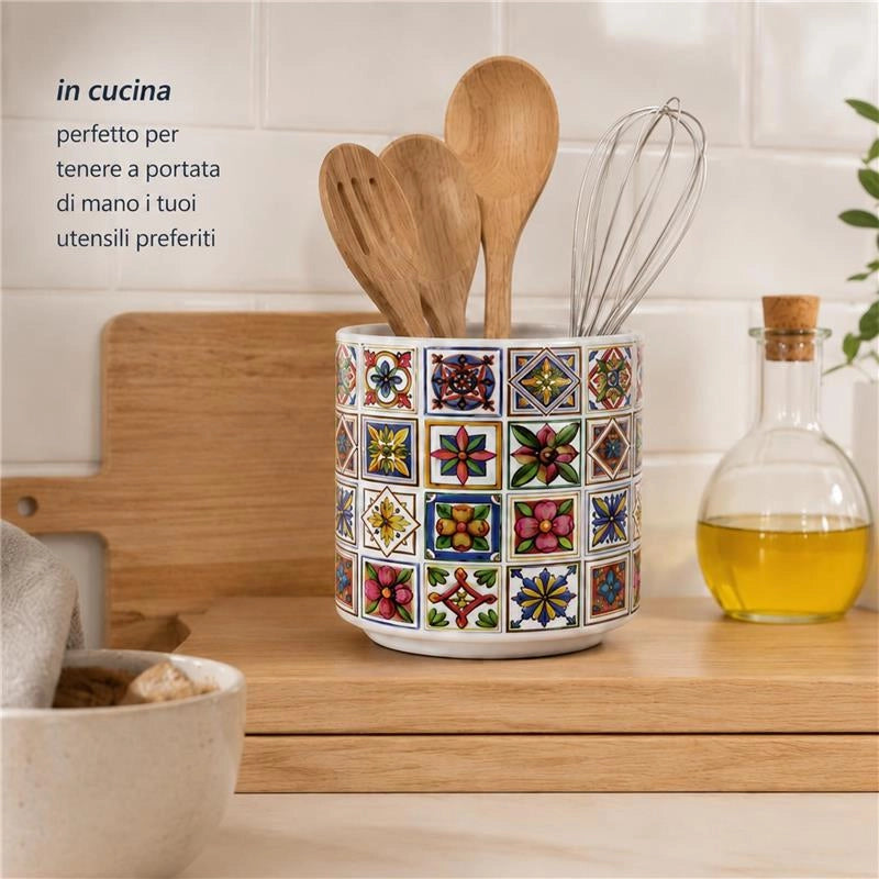 VASO IN CERAMICA CON RIQUADRI DIMENSIONI 15X15H CM