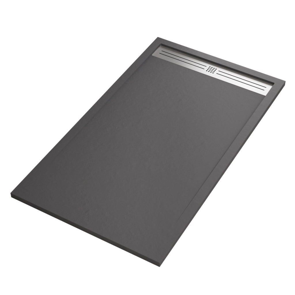 Piatto doccia in marmoresina grigio scuro effetto pietra cemento relax, misura 90x150