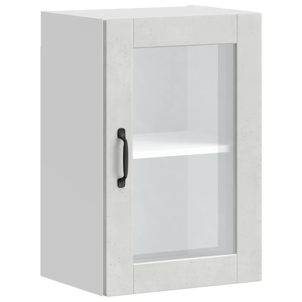 Pensile da Cucina | Mobile da Cucina con Porta in Vetro Porto Grigio Cemento