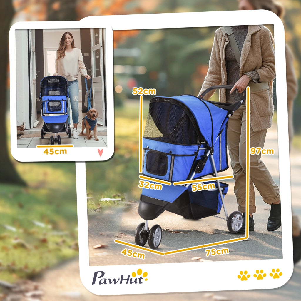 Carrozzina Pieghevole per Cani Piccoli ¨C Minimal ¨C Blu, 10 kg