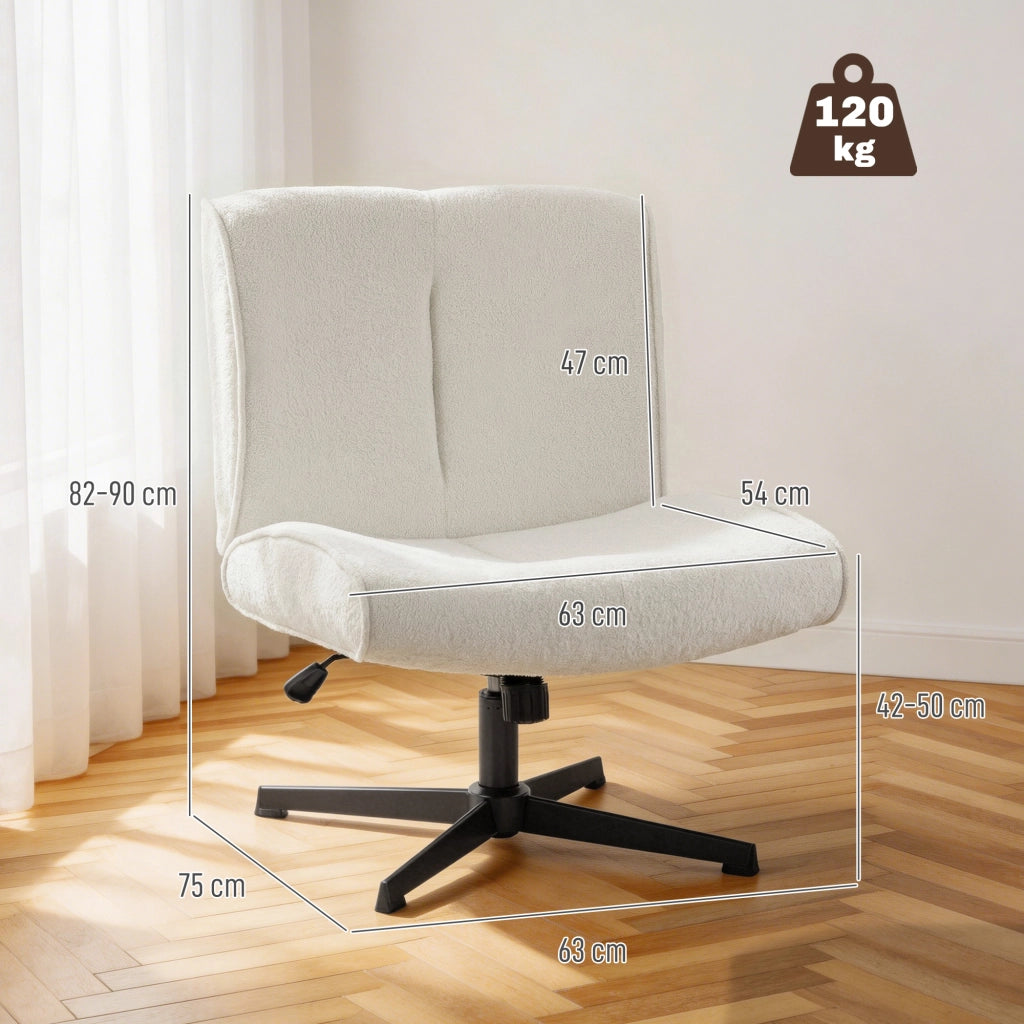 Poltrona Girevole Relax Velluto Crema Senza Braccioli ¨C zephmum ¨C 360¡ã Altezza Regolabile