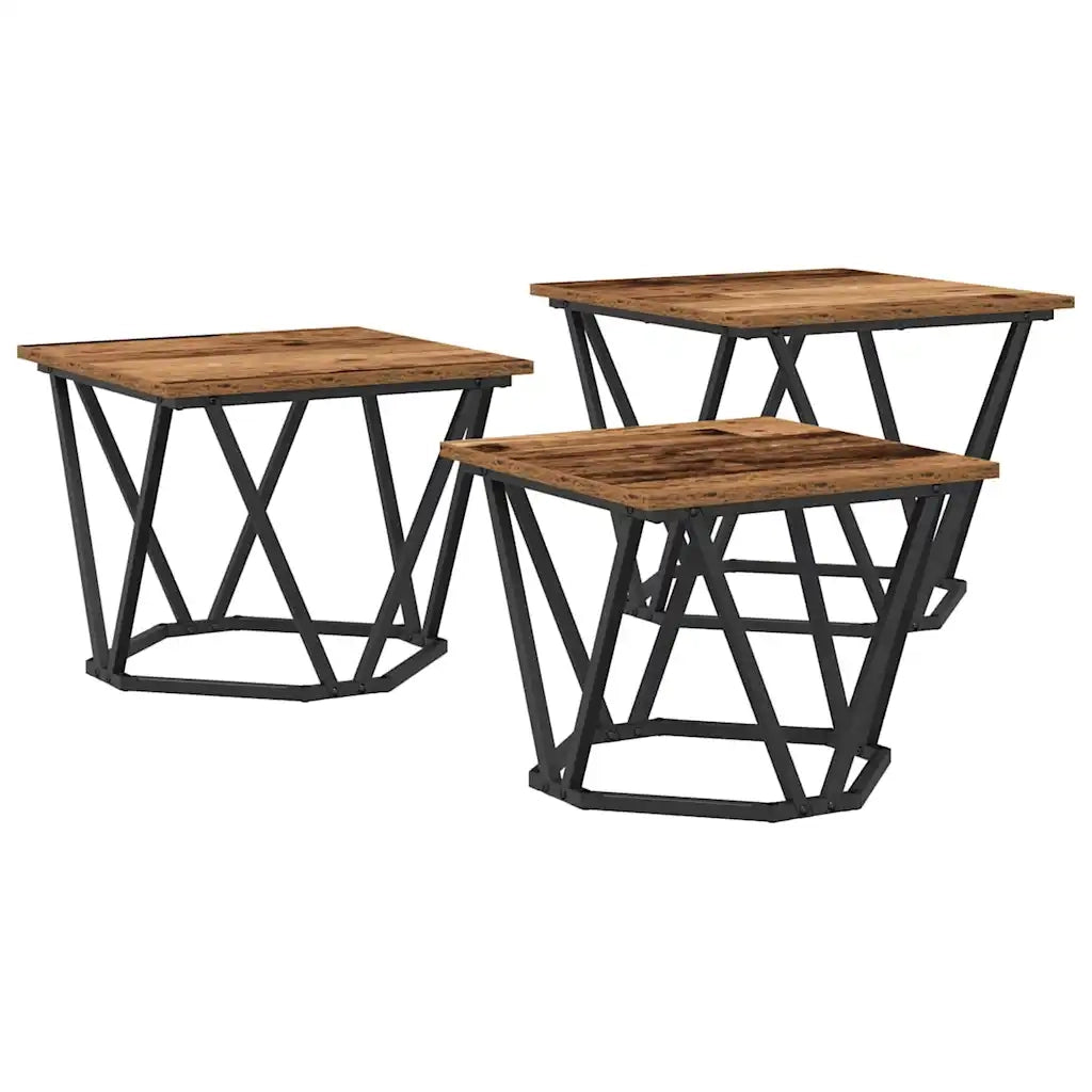 3 pz Tavolino da salotto | Tavolino da caff¨¨ | Tavolino da Soggiorno Legno vecchio