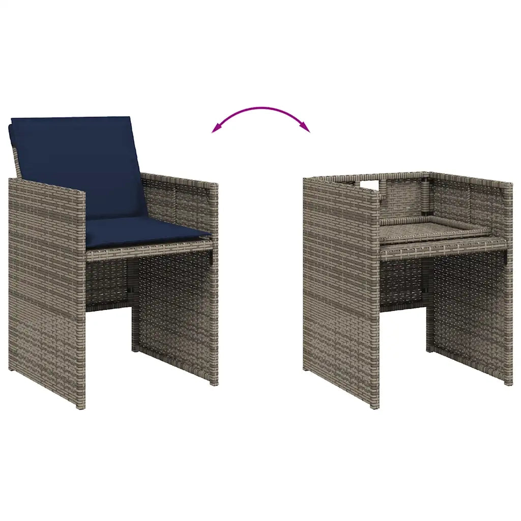 Set da pranzo da giardino da 5 pz con Cuscini in Polyrattan Grigio 3277672