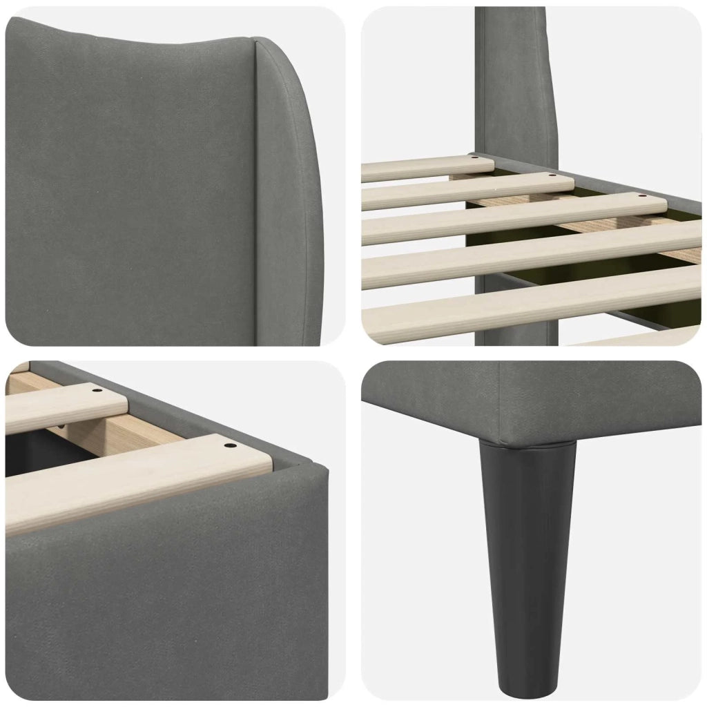 Struttura del letto-Giroletto Grigio Scuro 90 x 200 cm Velluto 531012