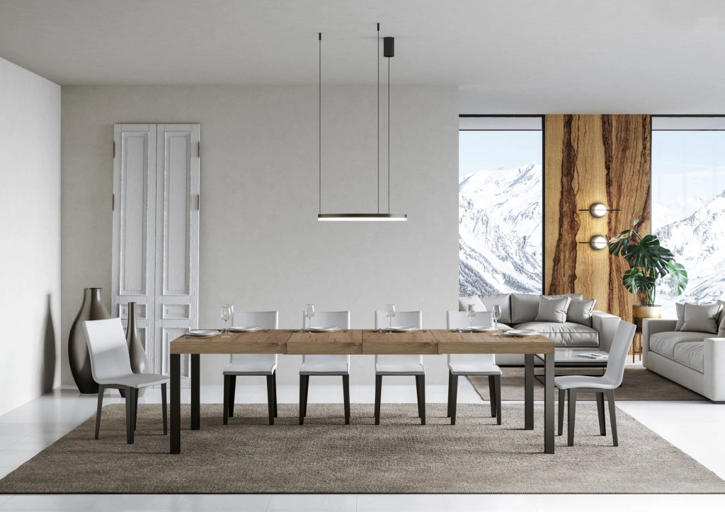Tavolo allungabile 90x120/224 cm EveryX Premium Quercia Natura telaio Antracite