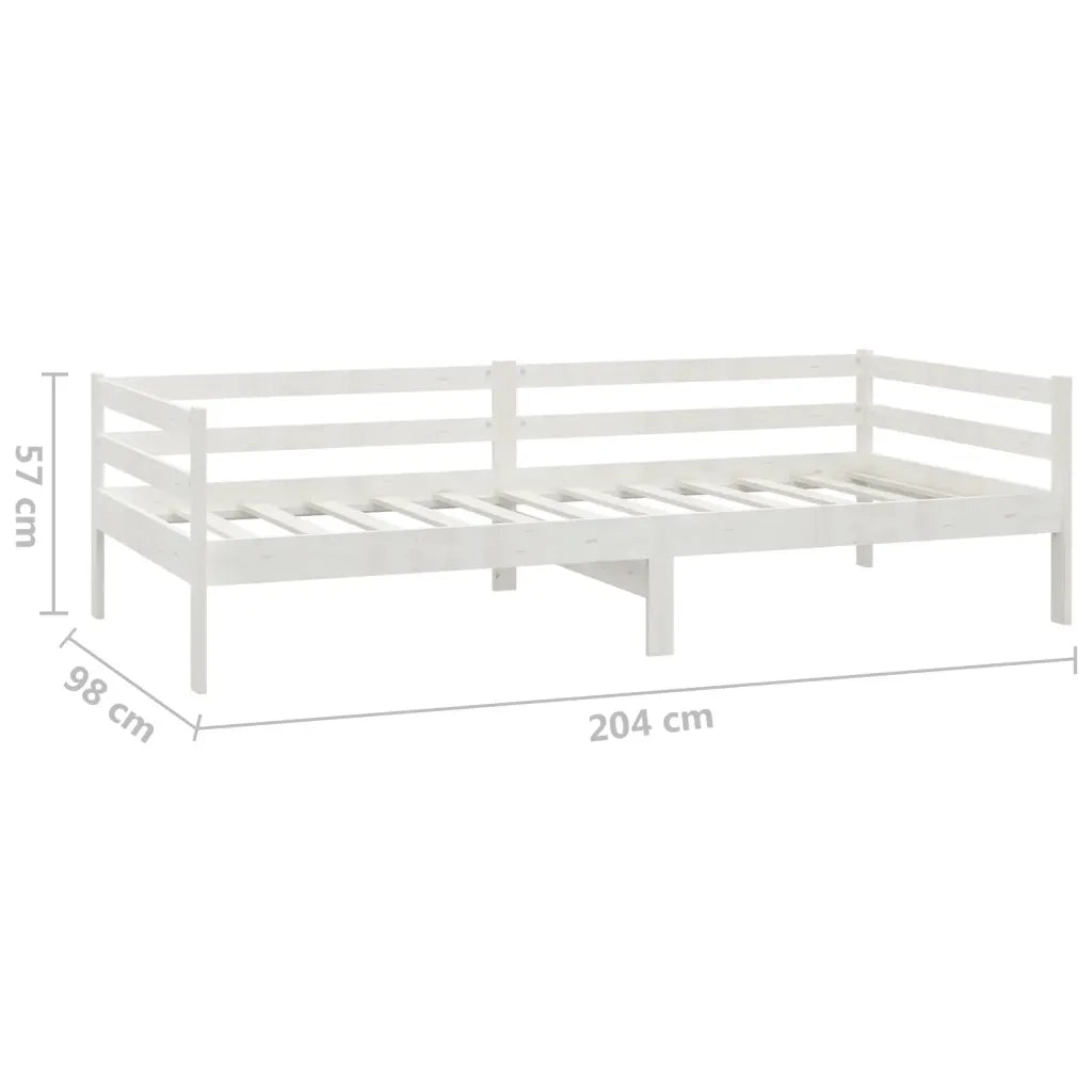 Divano Letto con Materasso 90x200 cm Bianco in Legno di Pino 3083560