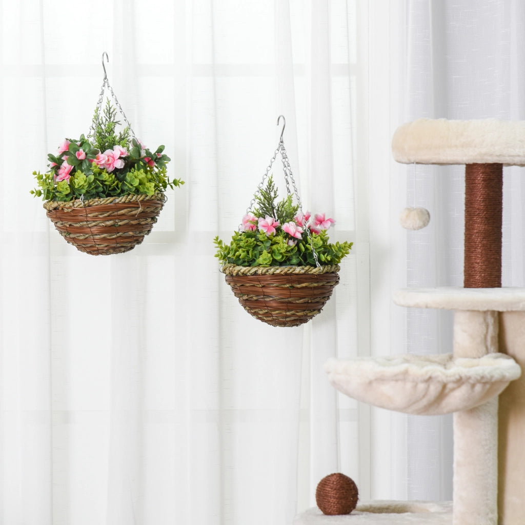 Set Piante Finte Lisianthus con Vaso ¨C Minimal ¨C Verde Rosa 25x34 cm