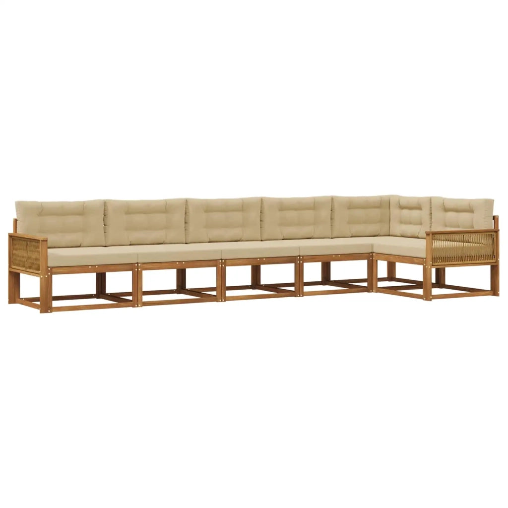 Set di divani da esterno con cuscino 6 pcs Naturale e Beige 3382611