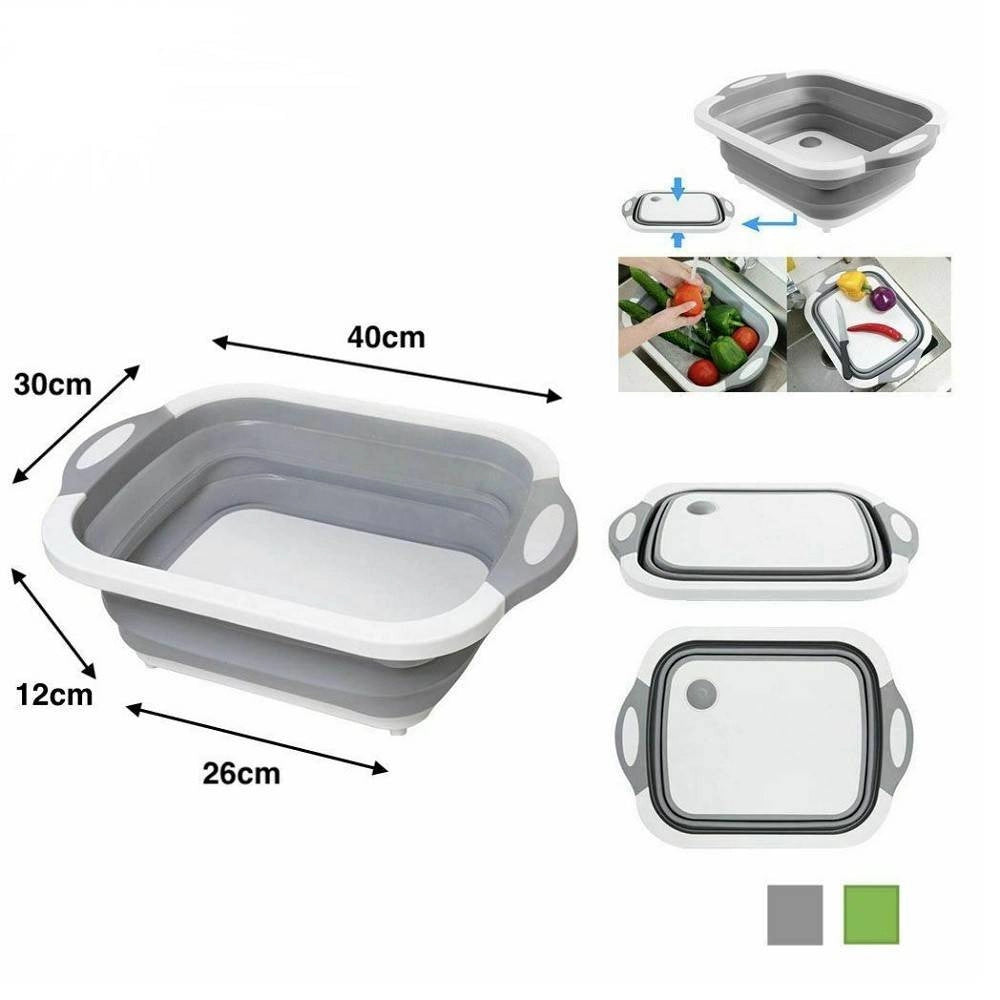Trade Shop - Cestello Vaschetta Vassoio Tagliere Pieghevole In Plastica Multiuso Per Cucina -