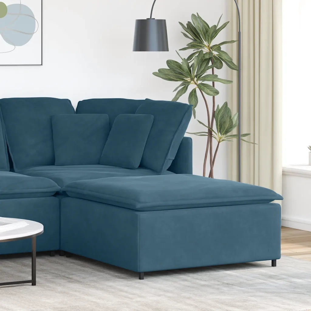 Modulo Poggiapiedi Divano Modulare Blu 100x100x48 cm 4104488