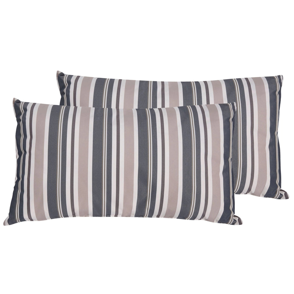 Set di 2 cuscini da giardino a righe tessuto 40 x 70 cm resistente all'acqua sfoderabile