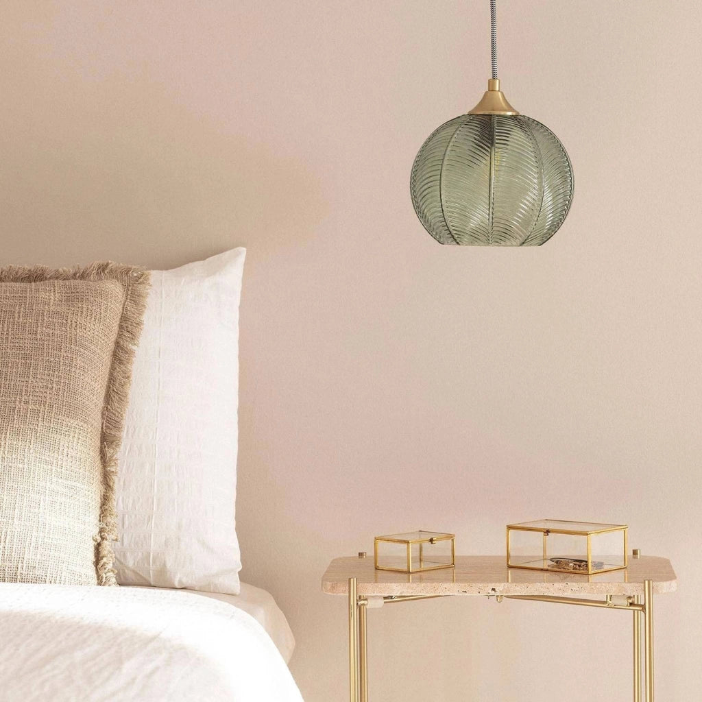 Lampade sospesa in metallo e vetro, 20cm, verde