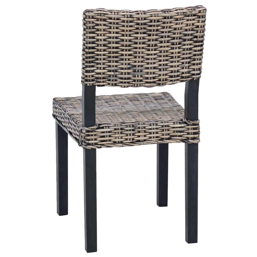 Sedia da pranzo 2 pcs Nero Lavato 46 x 55 x 84 cm Rattan Kubu 42012425