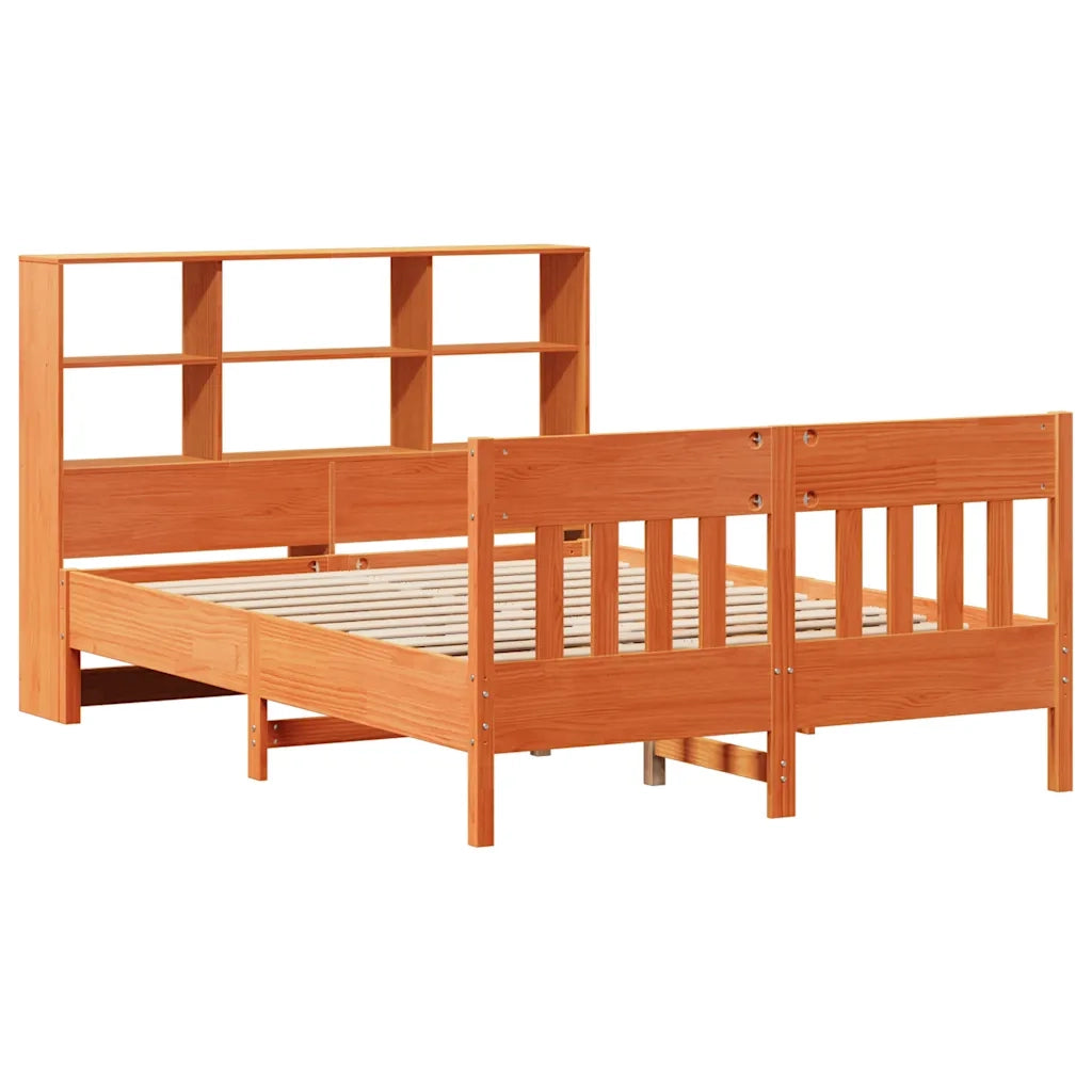Letto matrimoniale | Letto per adulti | Giroletto senza Materasso Marrone Cera 140x200cm Massello Pino