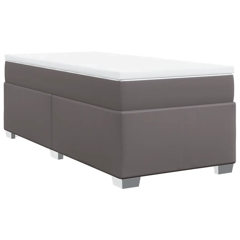 Giroletto a Molle con Materasso Grigio 90x190 cm in Similpelle
