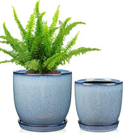 Set di 2 vasi ceramici per piante - interni - decorativi - 2 pezzi - blu - ceramici - 12 cm e 15 cm