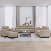 Set Divani 4 pz con Cuscini Tortora in Tessuto Microfibra
