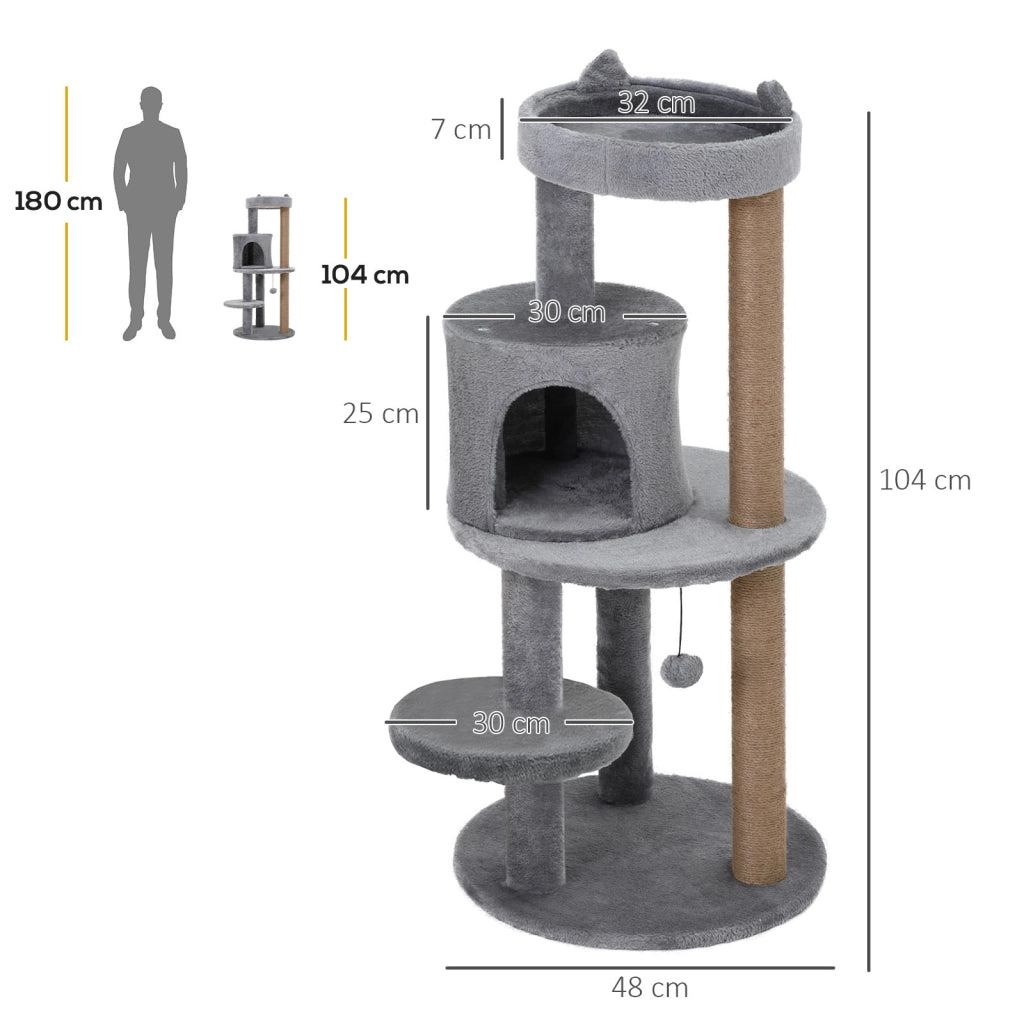 Albero per gatti con piattaforme e tiragraffi ¨C Minimal ¨C Grigio ?48x104 cm