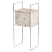 Fioriera rialzata in ferro beige 22 x 25 x 50 cm Vaso da fiori rialzato su piedistallo Supporto per piante da interno ed esterno