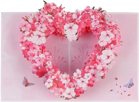 Carta di compleanno 3D Sakura - Carta di fiori manufatta a mano - Carta di compleanno per mamma - Invito di compleanno - Adatto a tutte le occasioni - Rosa.