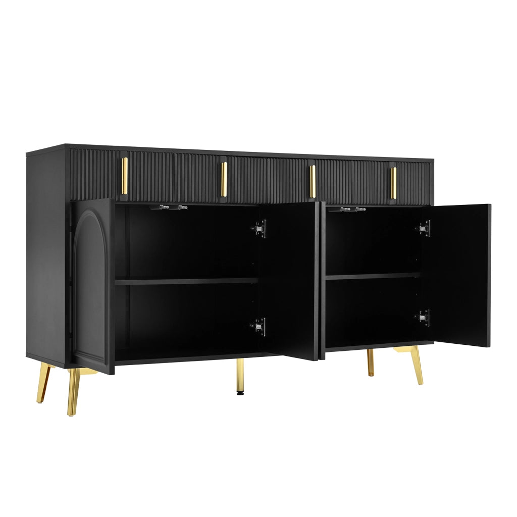 Credenza 4 Ante 4 Cassetti ¨C MINIMAL ¨C Laminato Estraibile, Soggiorno, 140x38x82 cm