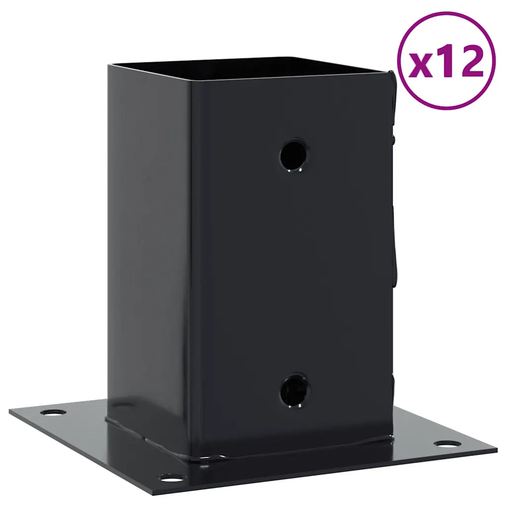 Basi per Pali Quadrati 12 pz 81x81mm Acciaio Verniciato Polvere CFW2323135