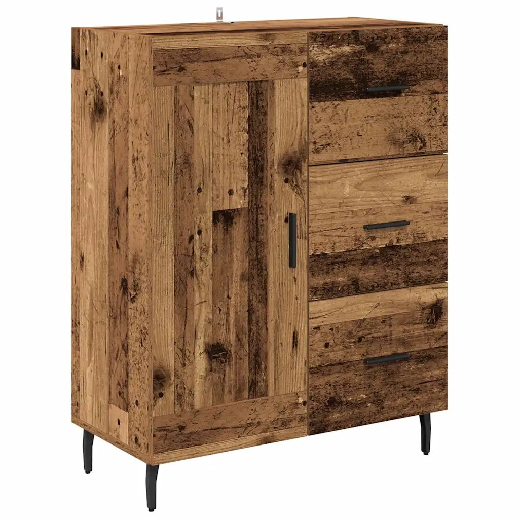 Credenza 2 pz-Set di 2 Buffet-Armadio da cucina Legno vecchio Legno Stratificato e Vetro 785405