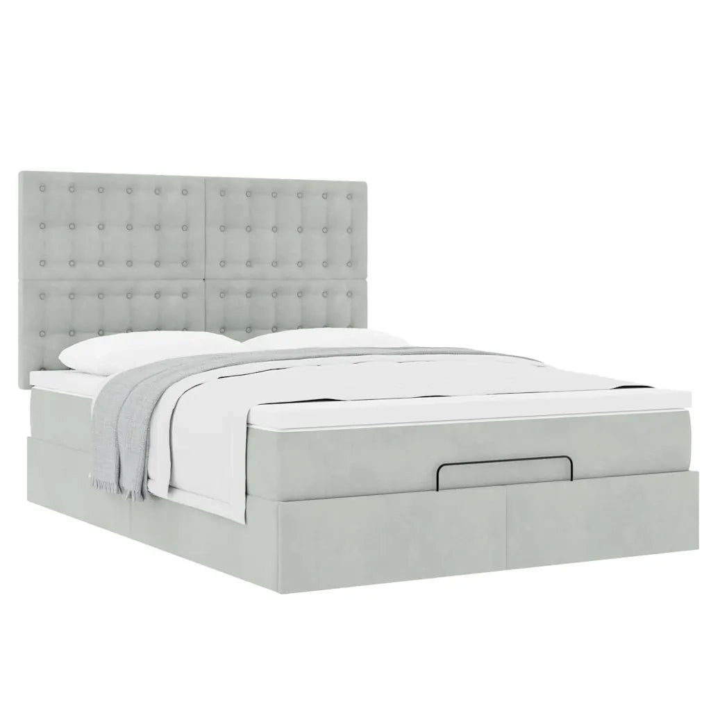 Struttura Letto Pouf con Materassi 140x190 cm Velluto 3313613