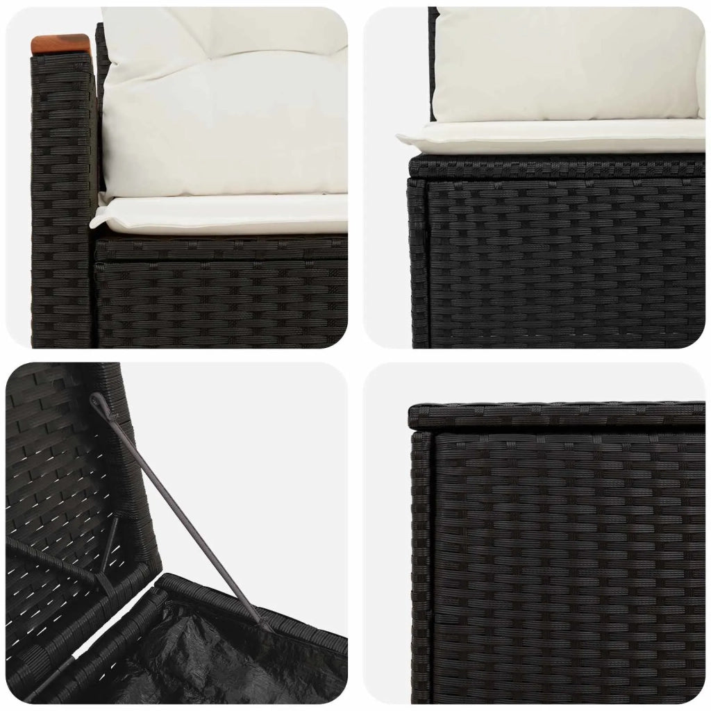 Set di divani 5 pz Nero e Bianco Crema 3447929