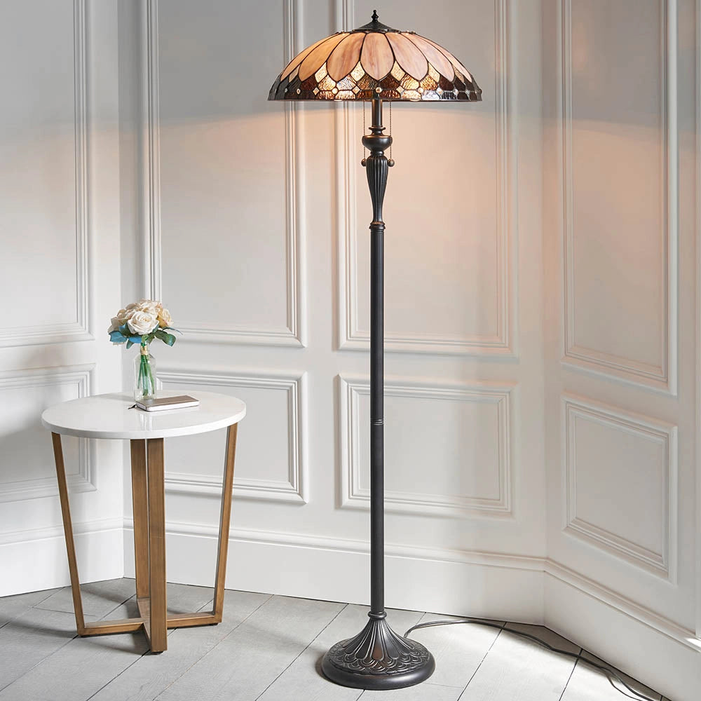Lampada da terra Tiffany BROOKLYN vetrata 2xE27 dimmerabile