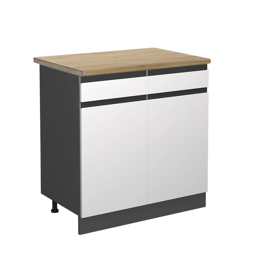 Mobiletto base per cucina R-Line Bianco/Antracite 80 cm J-Shape, PL Rovere Vicco