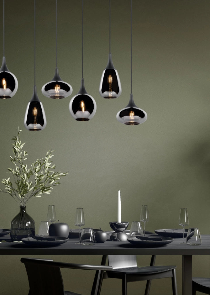 Lampadario Trio Lumina nero 6 luci E14 dimmerabile