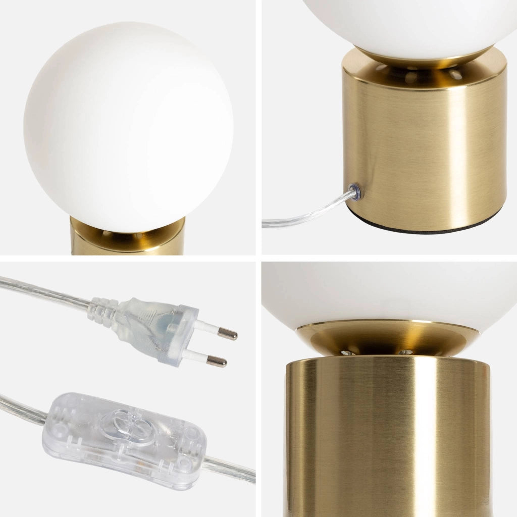 Lampada in metallo e vetro, 25cm, oro