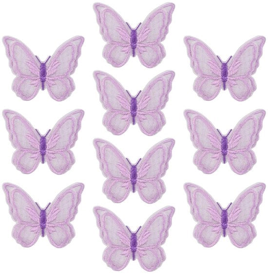 Applicazioni a forma di farfalla 10 pezzi - Disegno a doppia faccia - Pannelli di riparazione - Accessori di matrimonio - Riparazione di tessuti - Resistenti e duraturi - Applicazioni per tessuti
