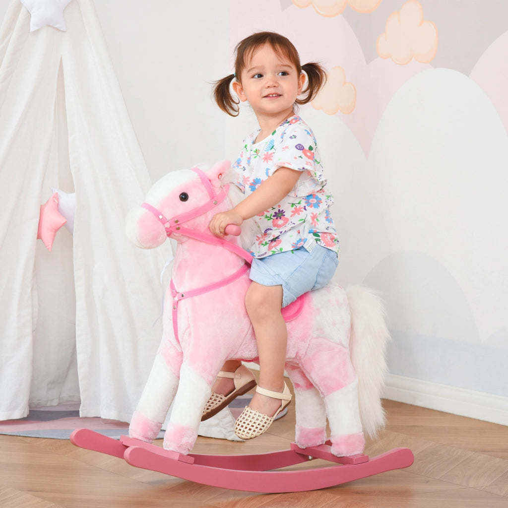 Cavallo a Dondolo per Bambini ¨C Zephmum ¨C 74x28x65 cm Rosa