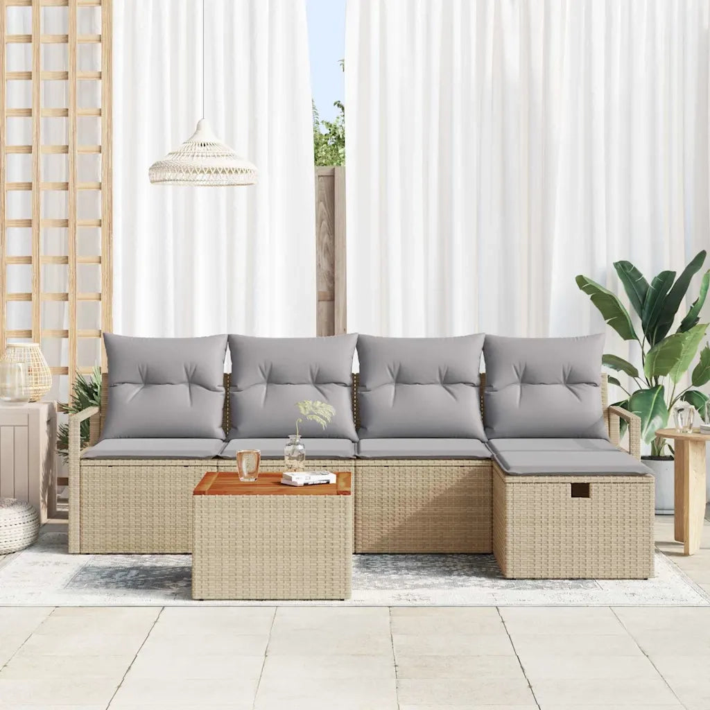 Set Divano da Giardino con cuscino 6 pcs Beige polyrattan 3359532