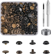 Set di viti a pressione da 50 - Viti a pressione bronzo/nero - Viti a pressione metalliche - Attrezzo - Scatola di conservazione - Viti a pressione a resistenza alta - Viti a pressione