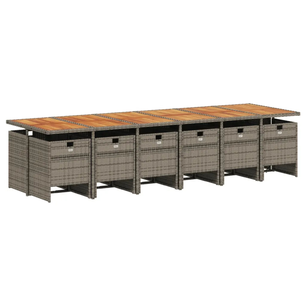 Set da Pranzo da Giardino 13pz con Cuscini Grigio in Polyrattan 3277717