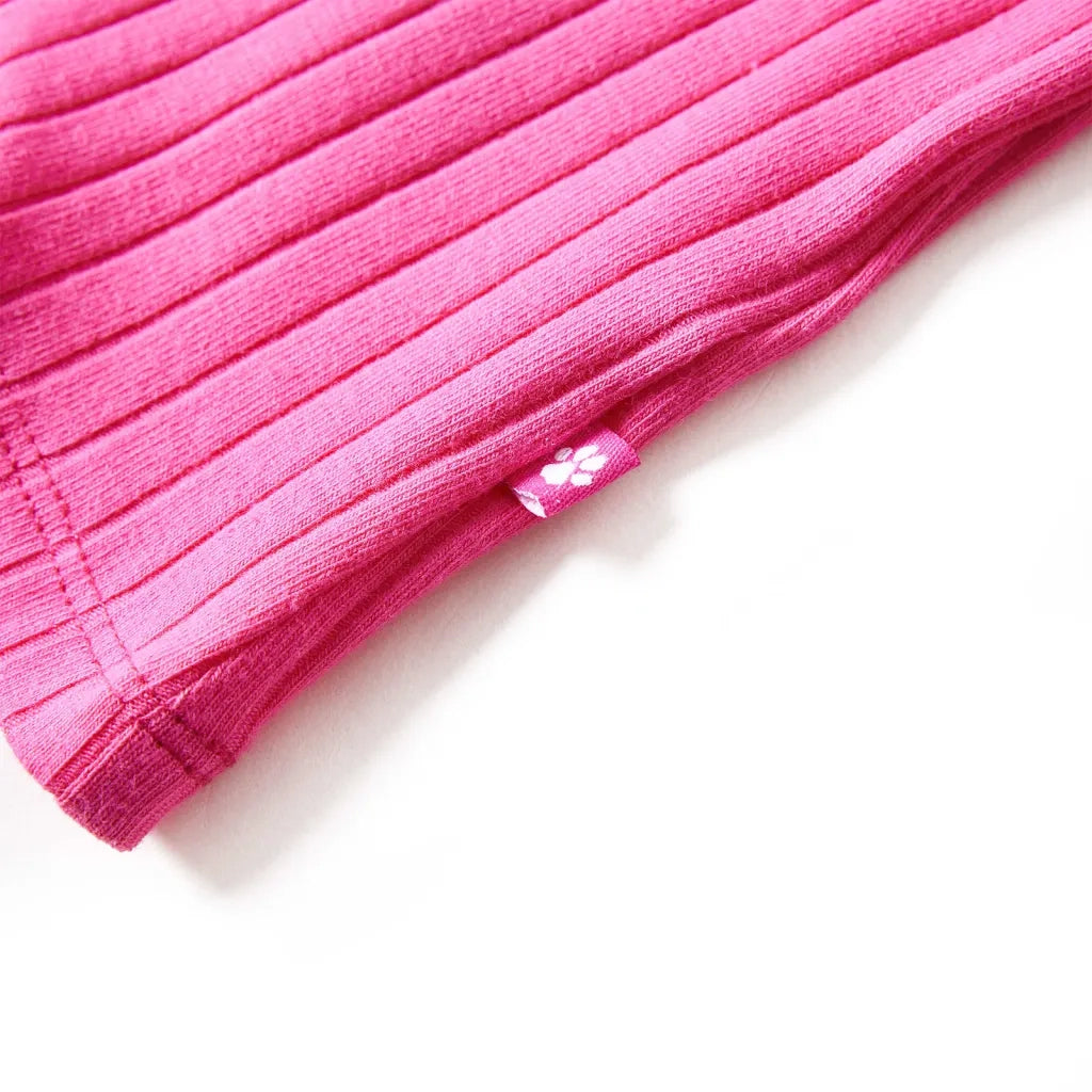 Maglietta da Bambina a Maniche Lunghe a Costine Fucsia 128 13842