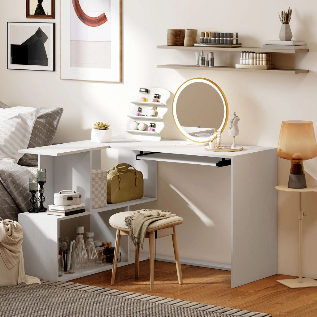 Scrivania angolare con ripiani e cassetto ¨C Minimal ¨C bianco 120x100x76