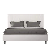 Letto queen size con rete imbottito 150x210 similpelle bianco Goya