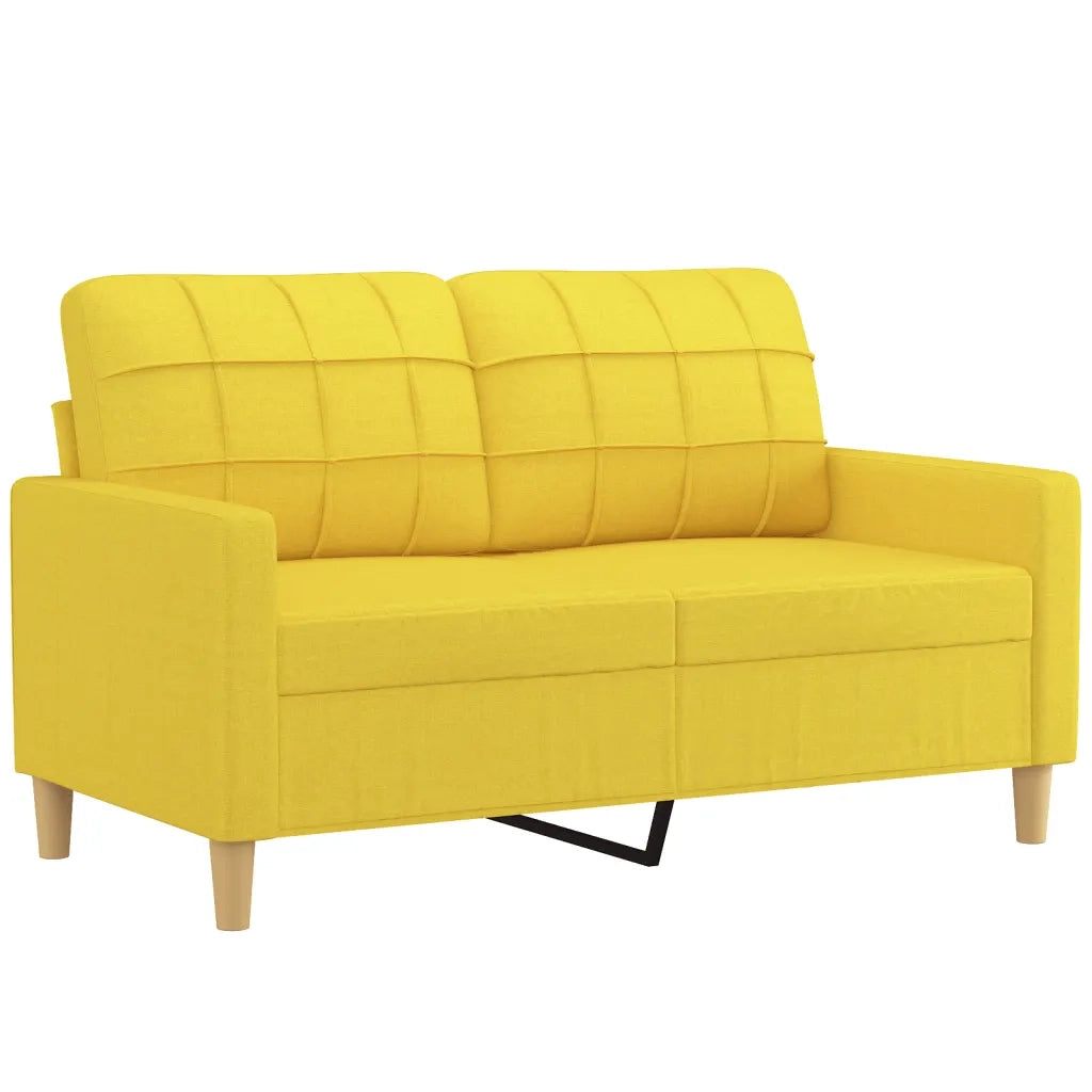 Set di Divani 2 pz con Cuscini Giallo Chiaro in Tessuto
