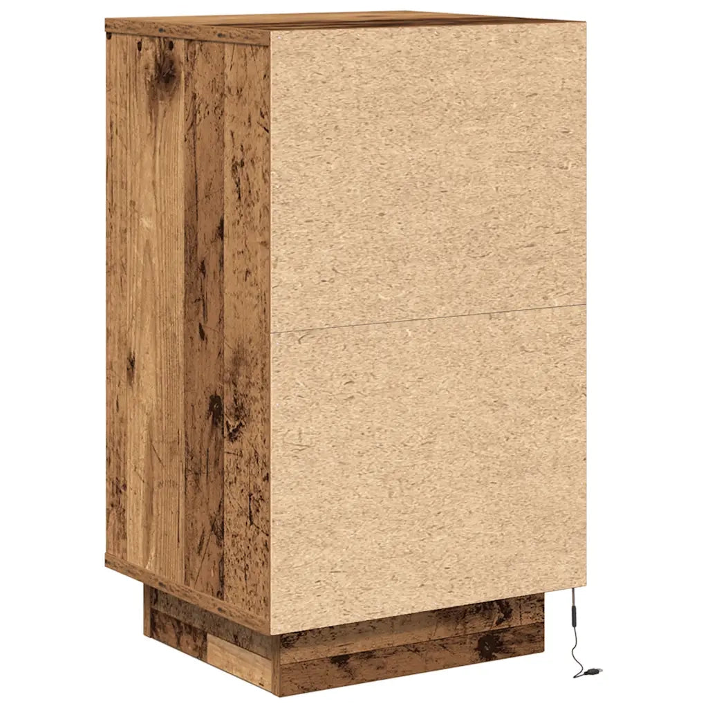 Comodino con Luci LED Legno Antico 38x34x65 cm 861308